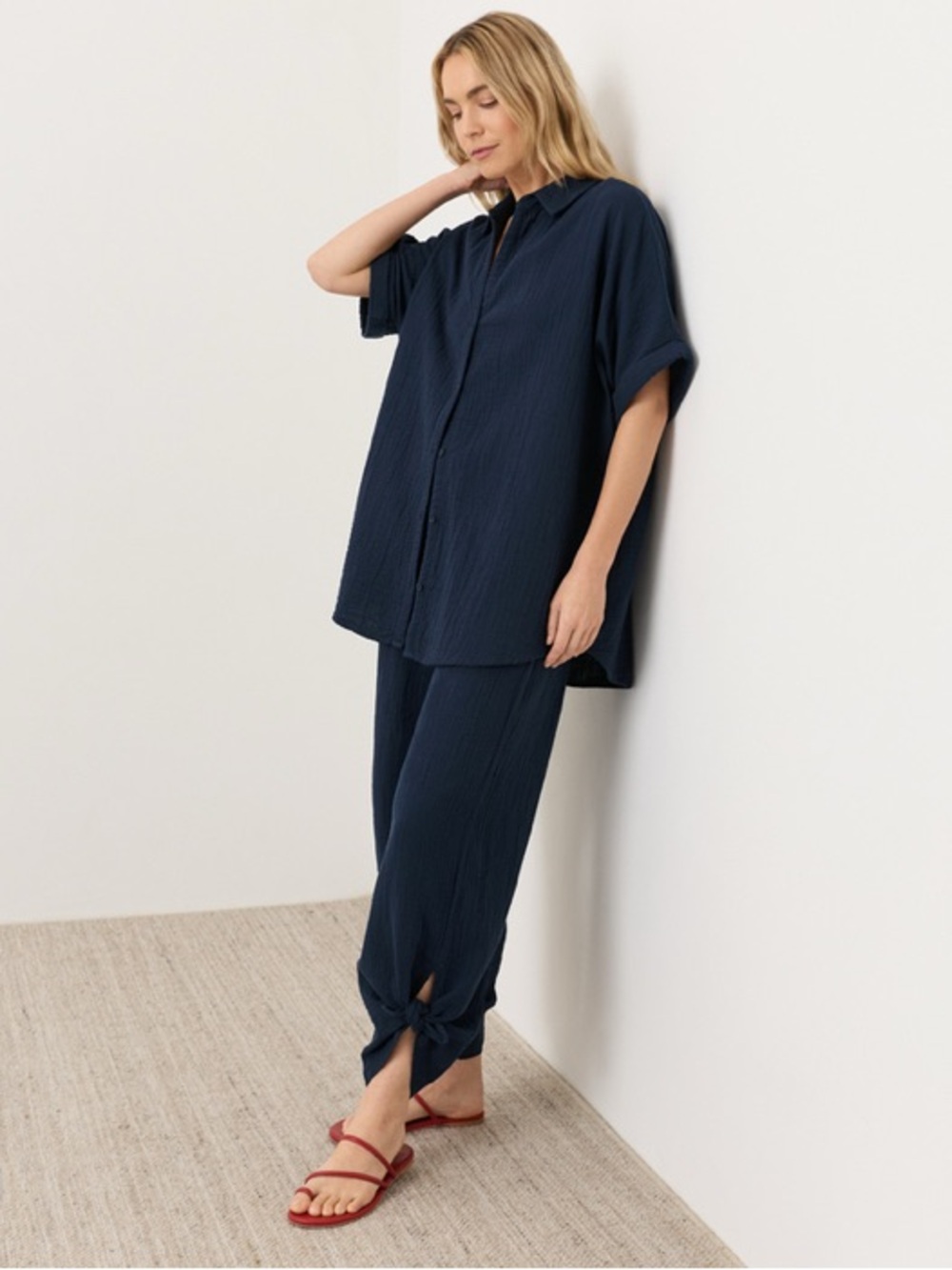 Organic coastal double gauze split hem pant NEW NWOT - Picture 4 of 7
